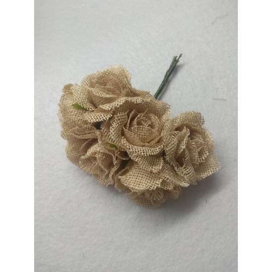 Цветы из мешковины 4 см в пучках (6 шт) цв. натуральный, цена за пучок